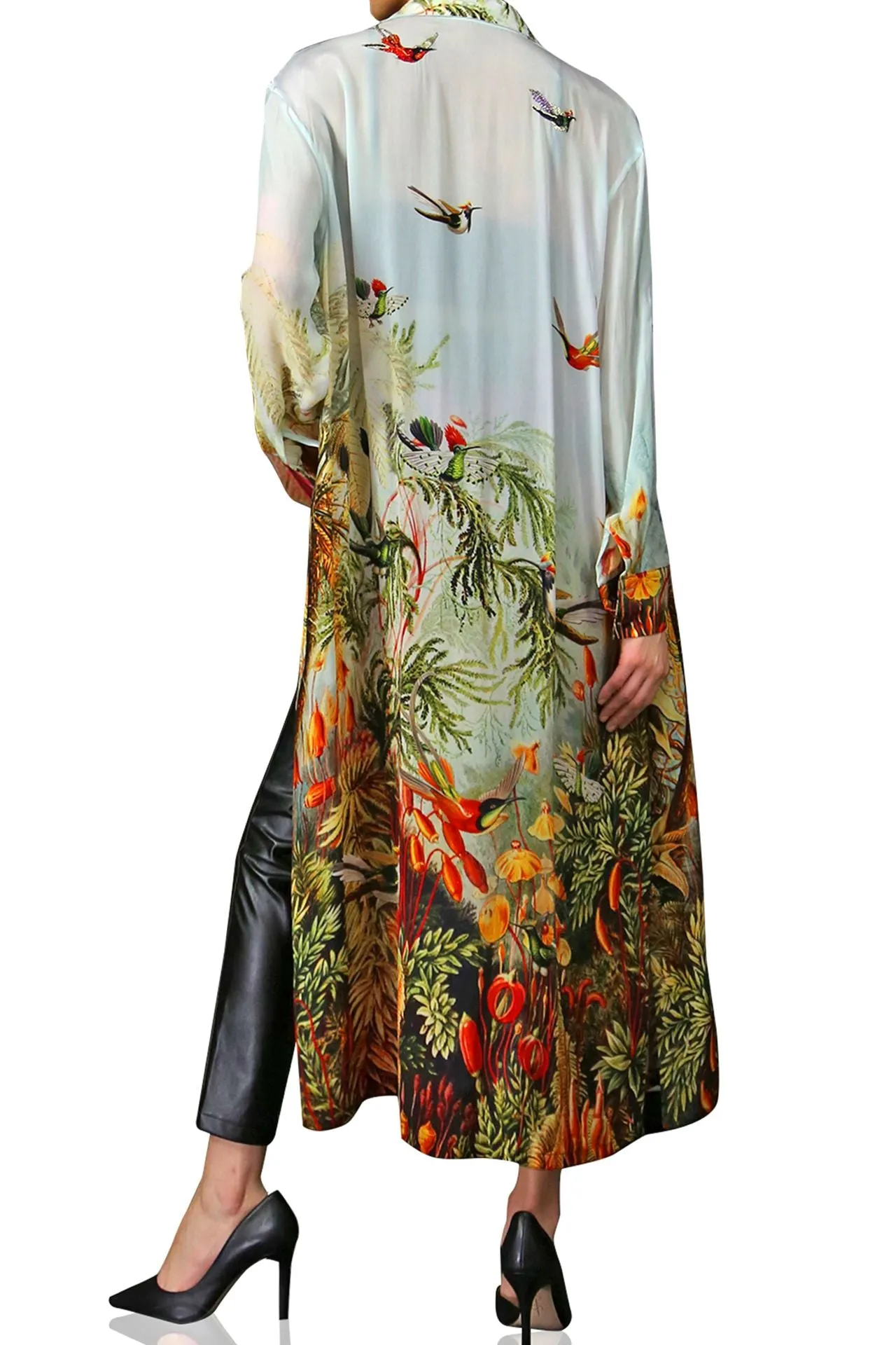 Collar Button Down Shirt Dress -Long