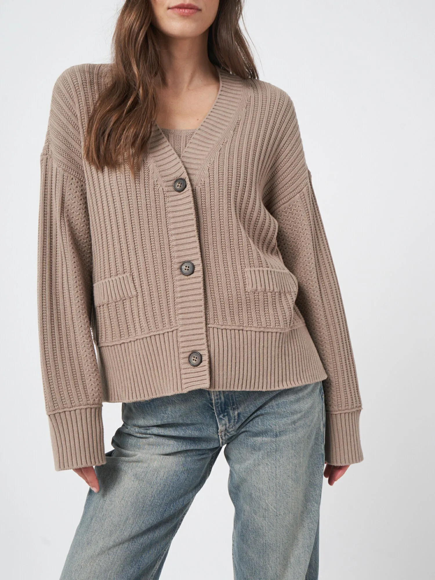 Cotton Knit Cardigan - Stone