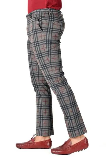 CP123 I BARABAS PLAID PANTS SLIM FIT I NATURAL-RED