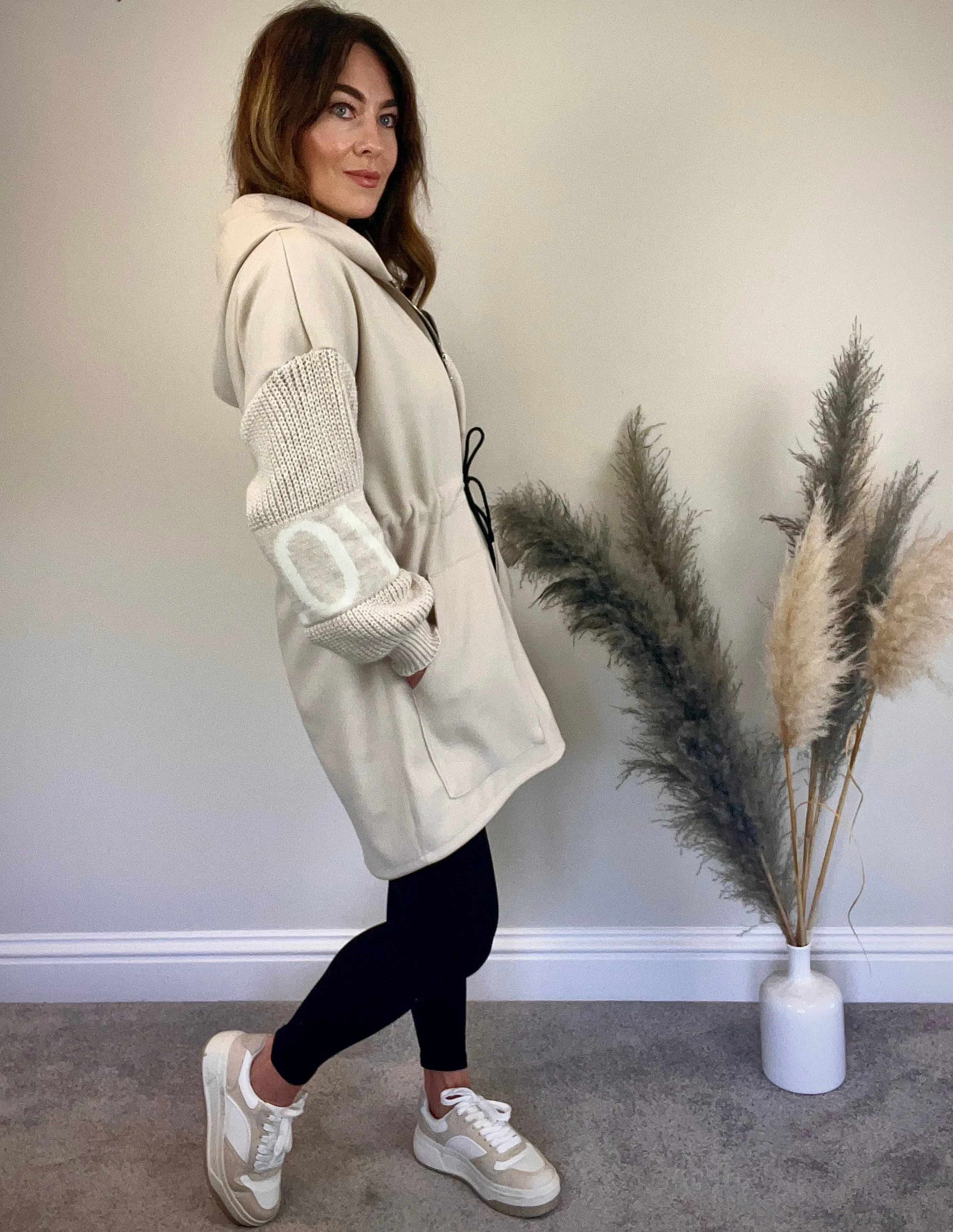 CREAM FLEECE ZIP JACKET