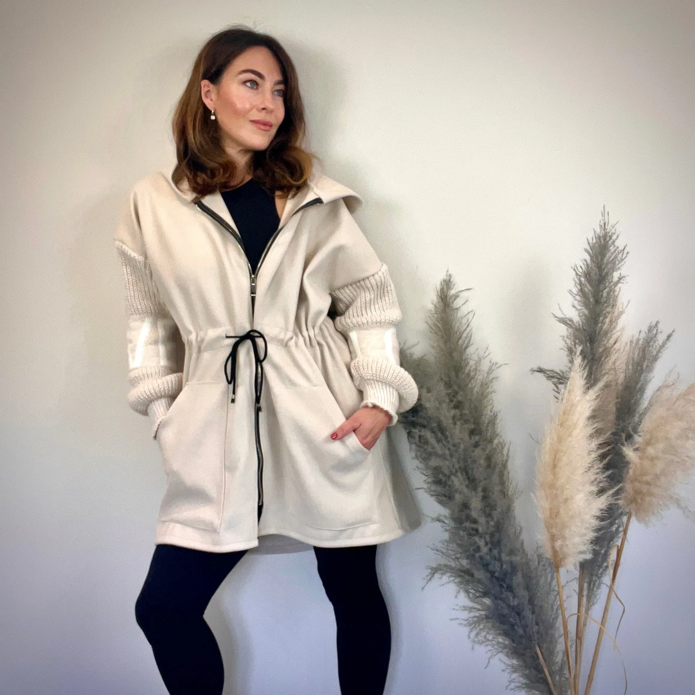 CREAM FLEECE ZIP JACKET