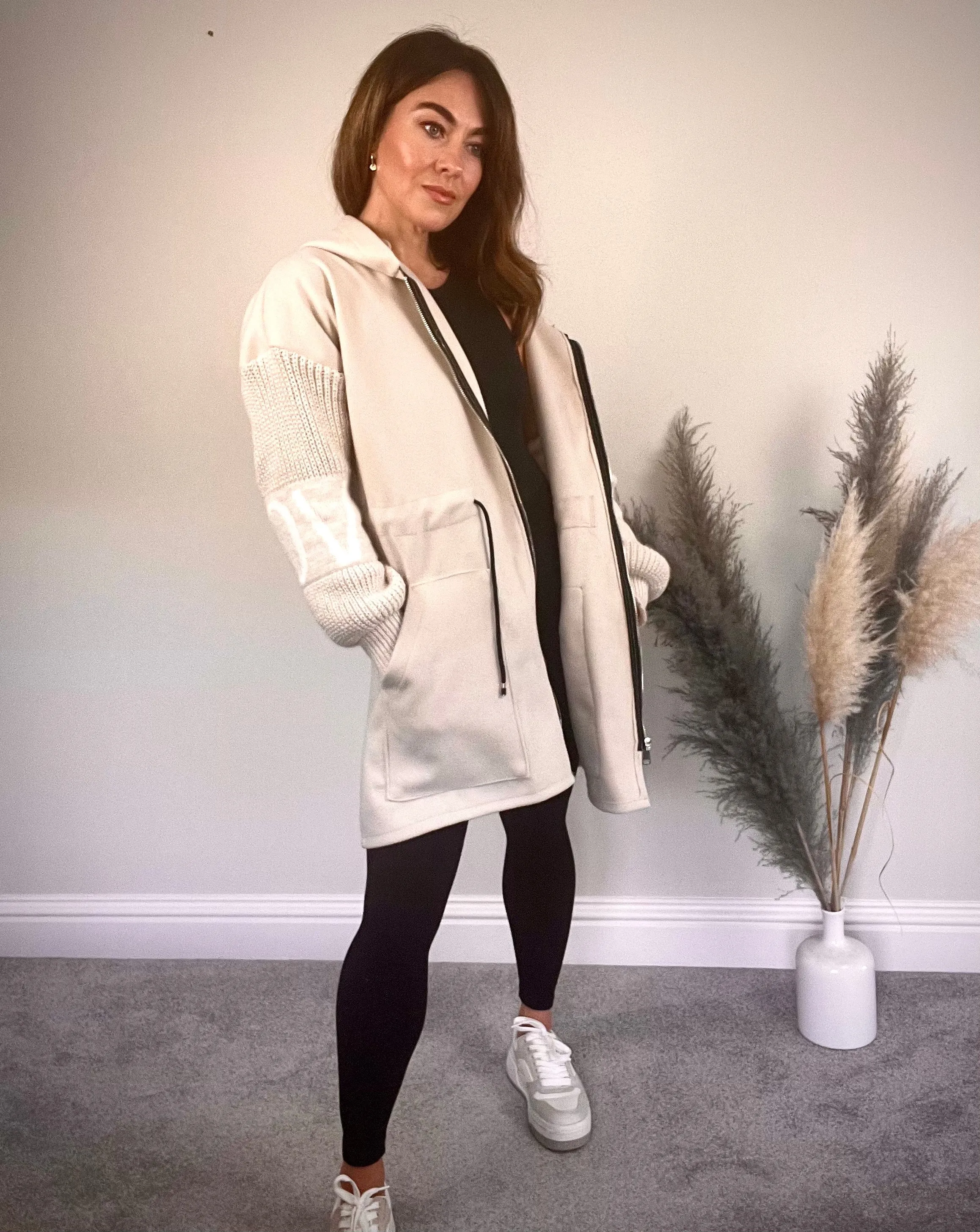 CREAM FLEECE ZIP JACKET