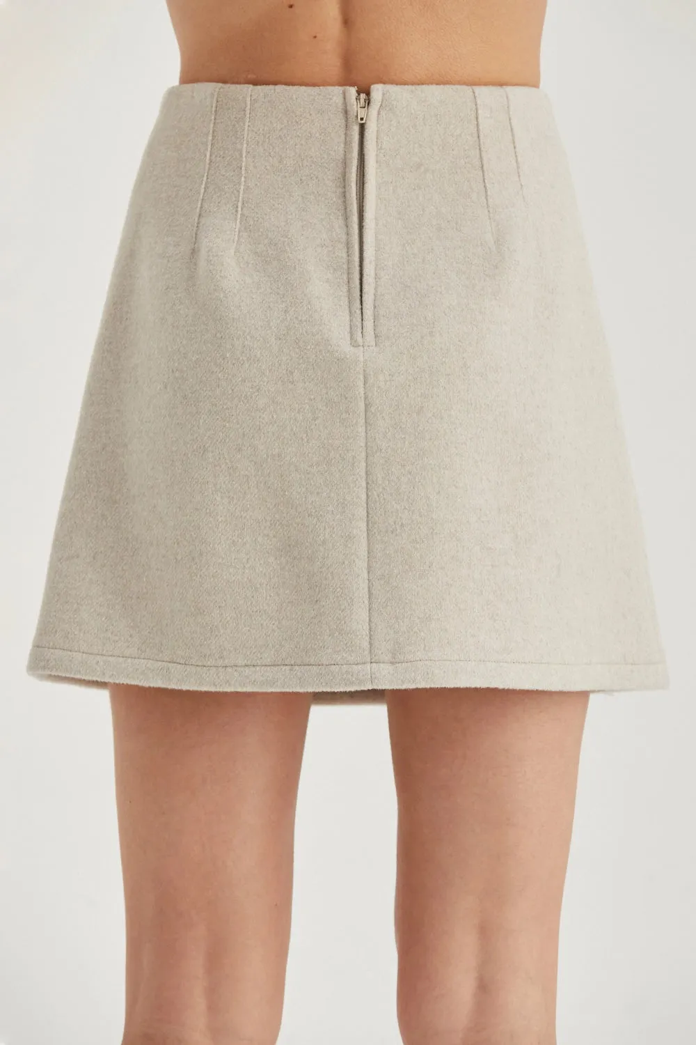 Cream Wool Mini Skirt