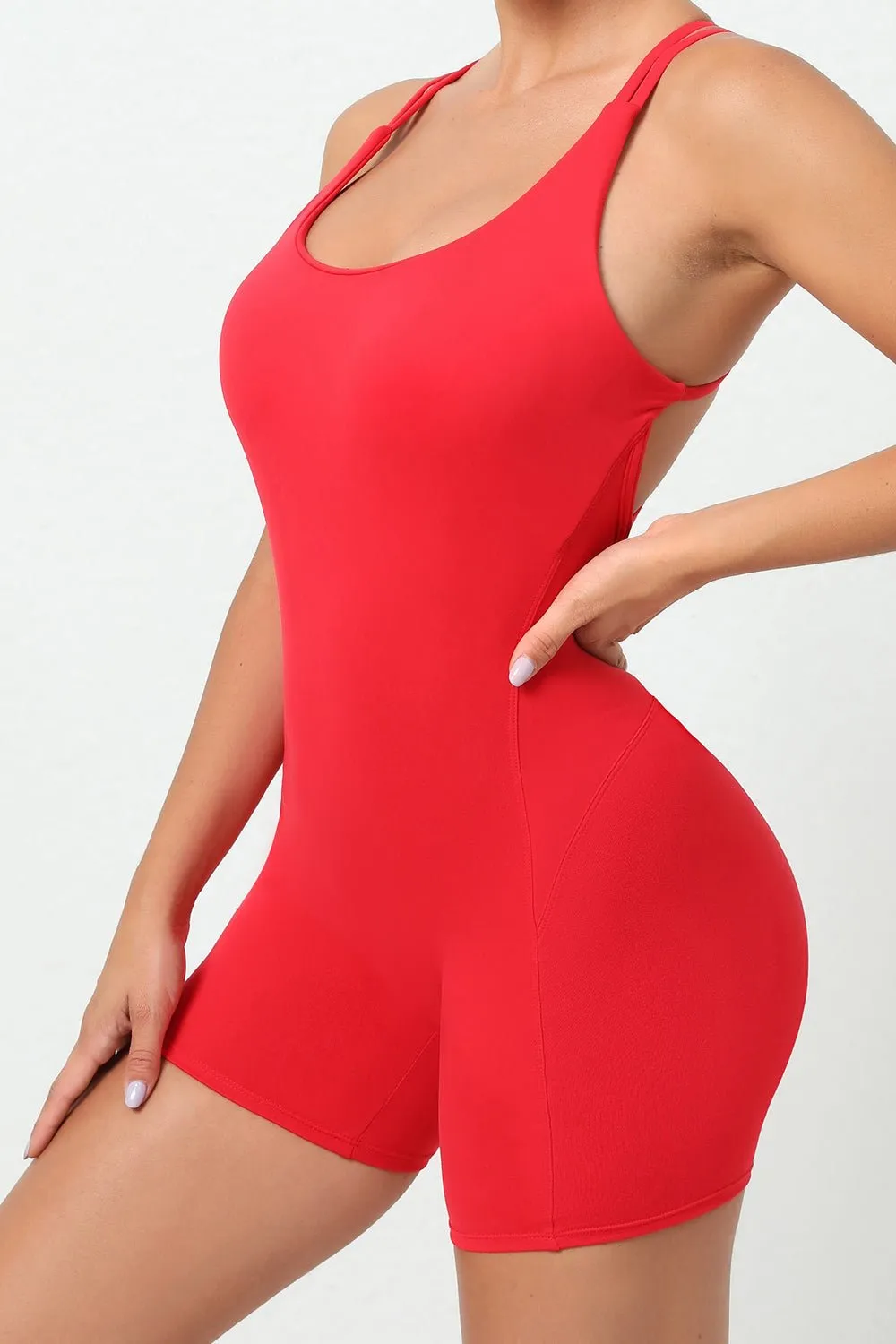 Crisscross Sleeveless Active Performance Romper