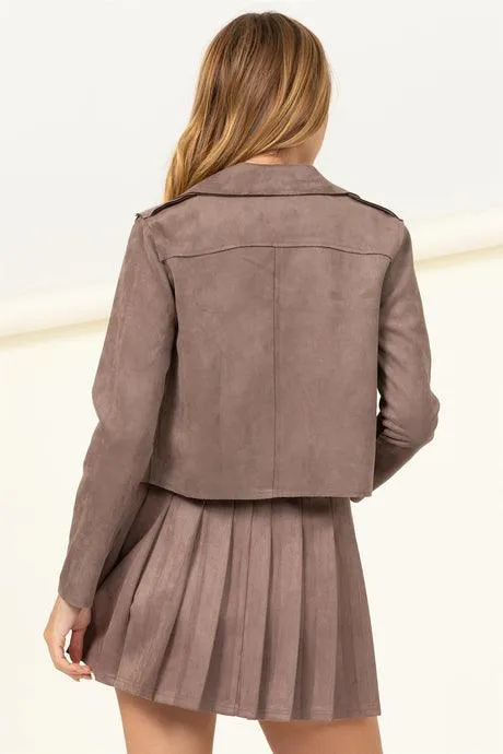 cropped faux suede jacket
