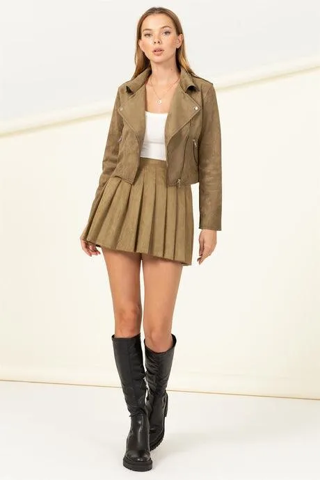 cropped faux suede jacket