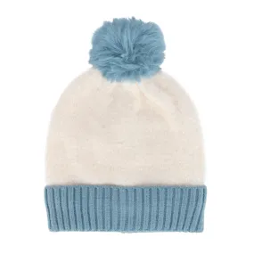 CTM® Women's Two Tone Knit Winter Beanie Hat with Pom