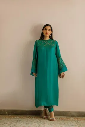 Deepak Perwani - Kut266 - Luxe Green - Raw Silk - 2 Piece