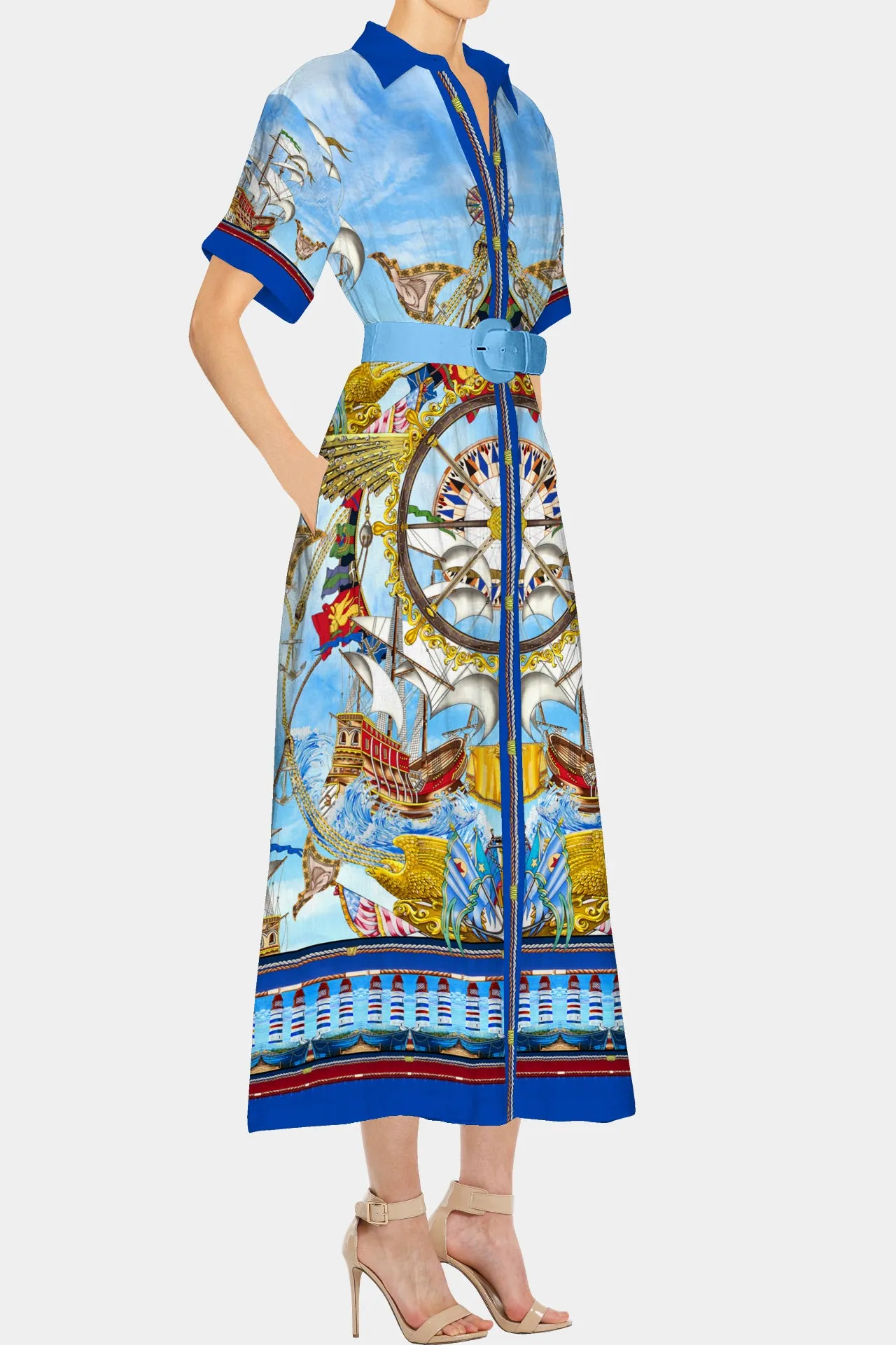 Designer Shirt Dress Midi Length
