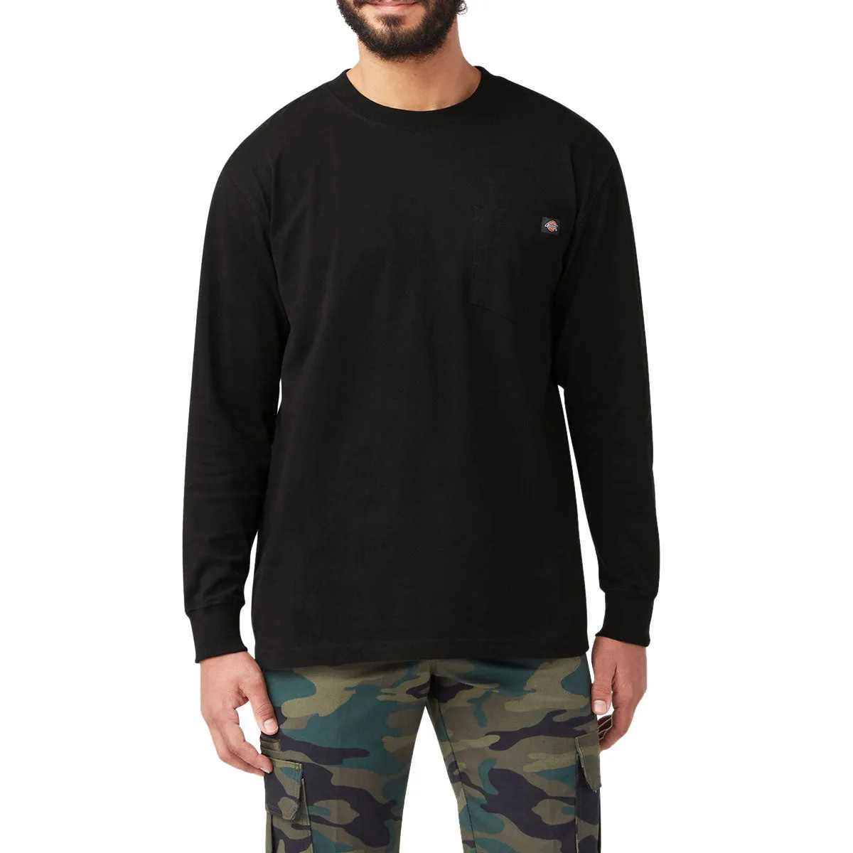 Dickies Heavyweight Long Sleeve Pocket T-Shirt - Knit Black