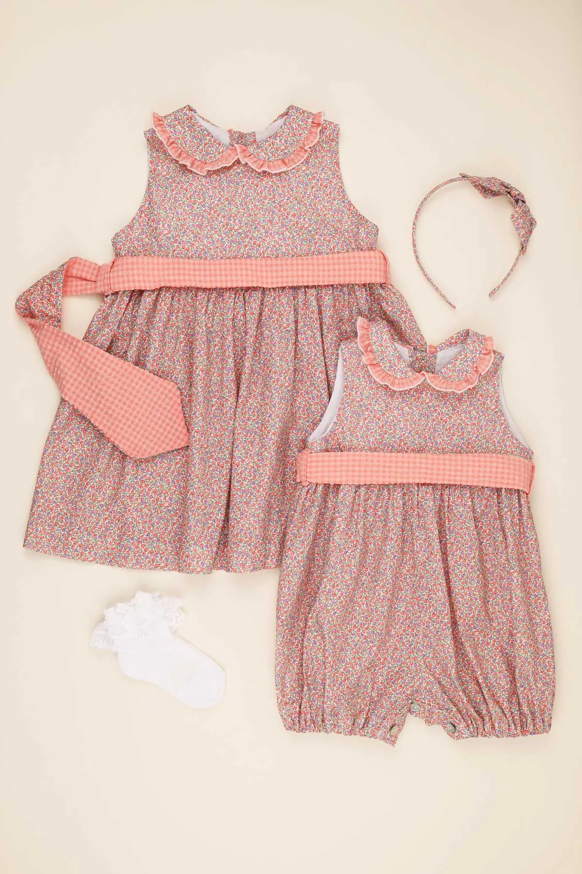 Ditsy Floral Romper - Coral (3M - 3Y)