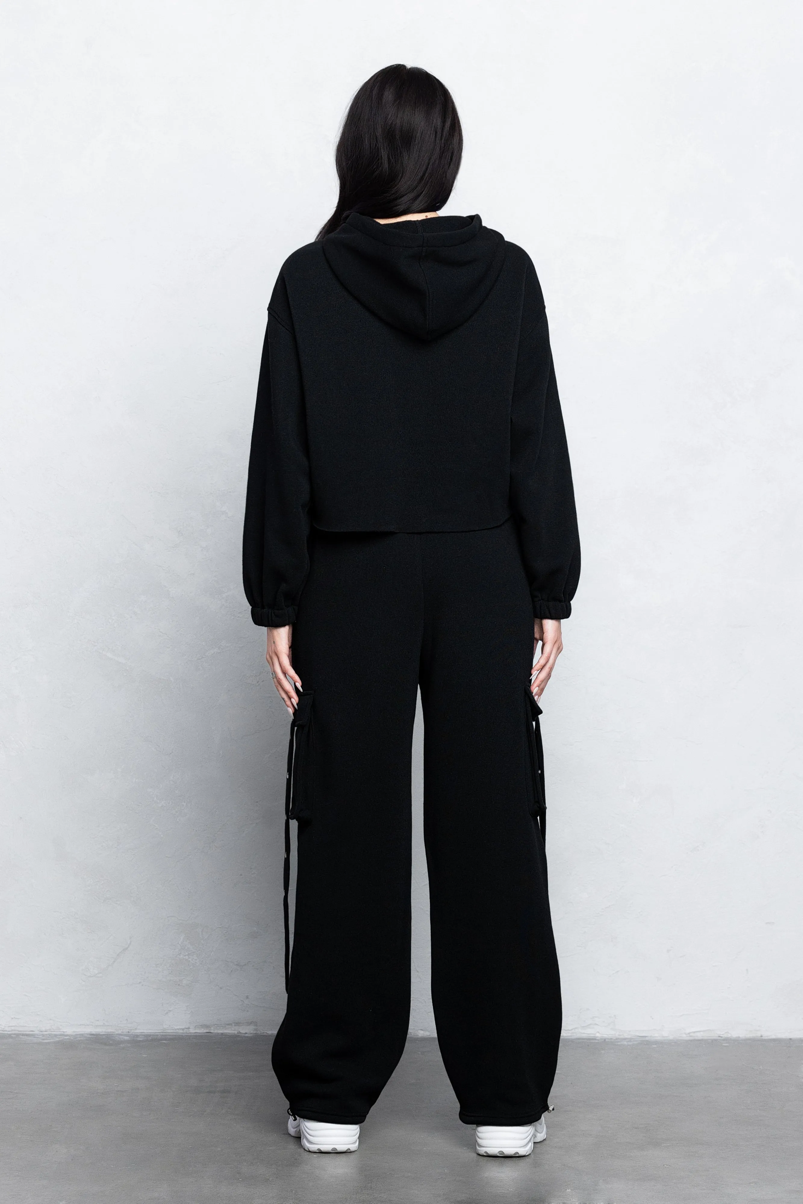 DIXIE CARGO FLEECE PANTS SET - BLACK