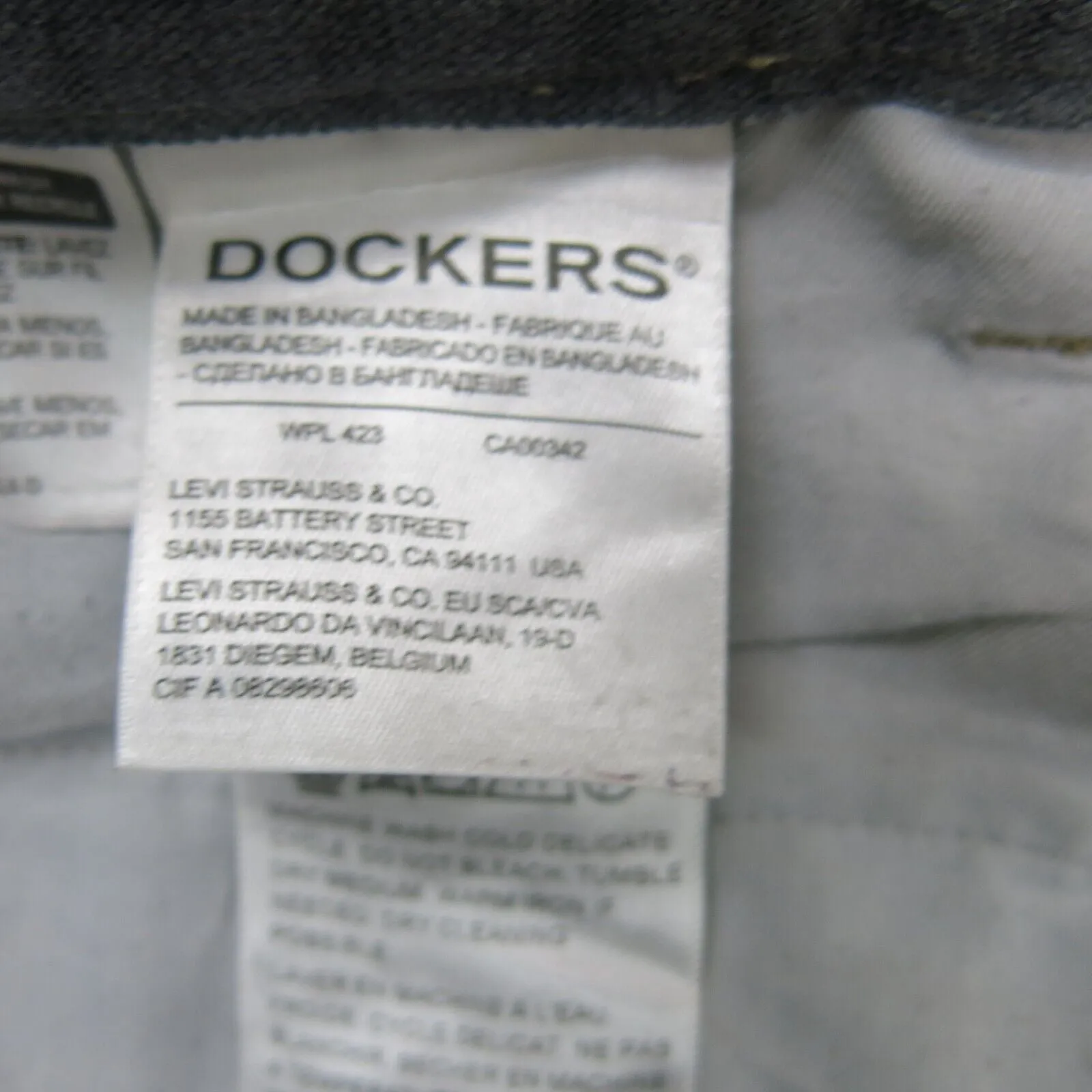 Dockers Mens Chino Pant Wide Leg Mid Rise Slash Pockets Khaki Size W43