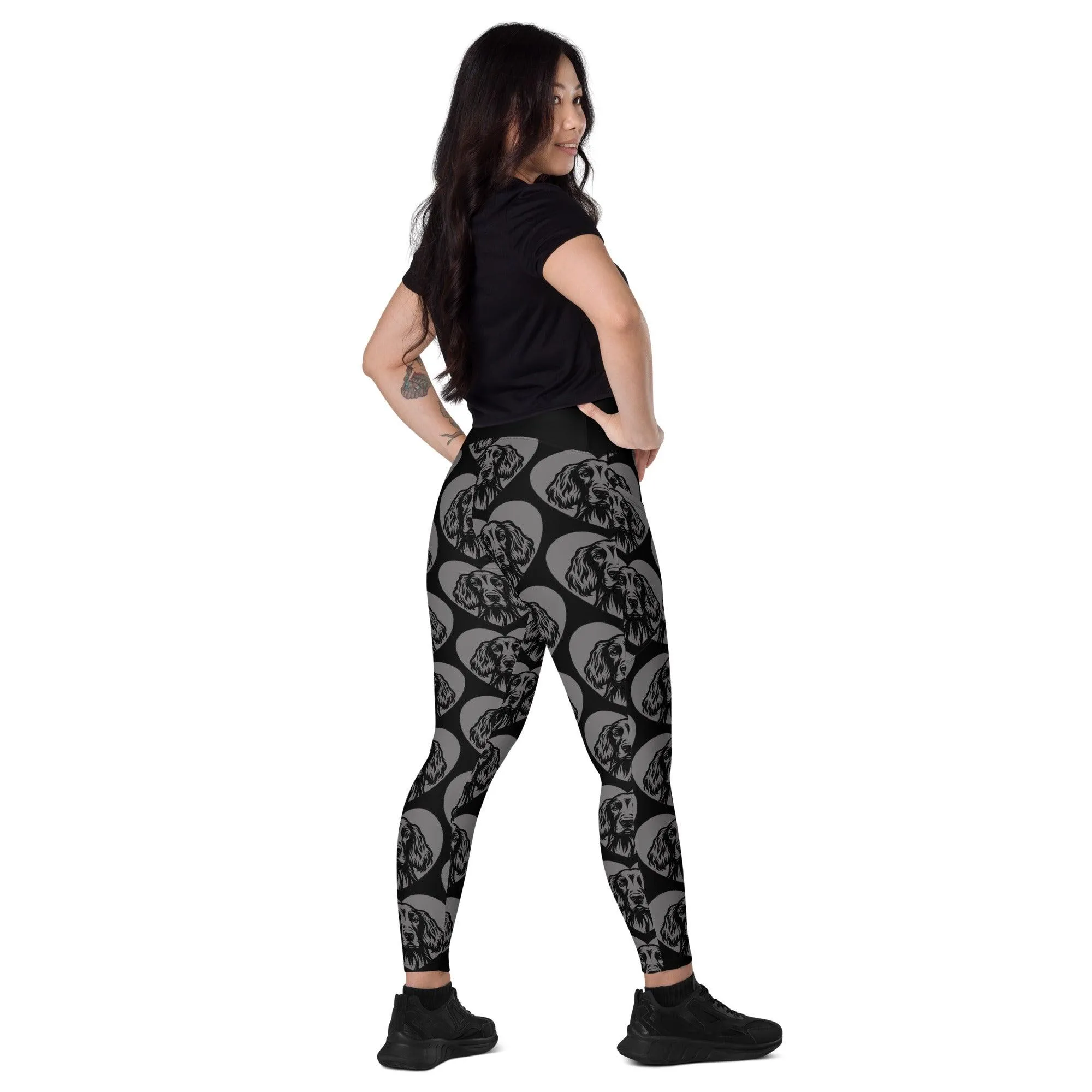 DOG BREED LEGGINGS with pockets - IRISH SETTER - HERTTAHOUND - grey