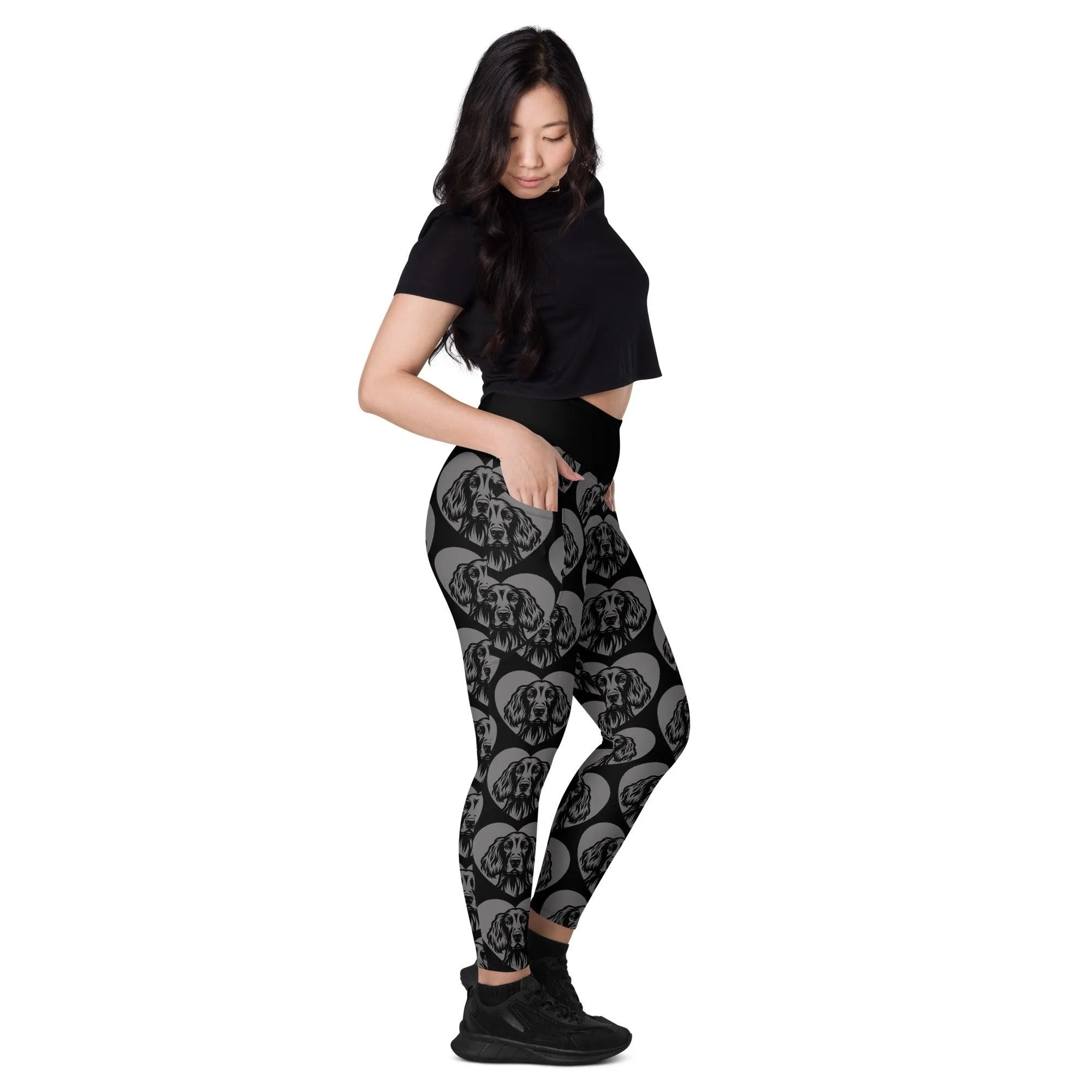 DOG BREED LEGGINGS with pockets - IRISH SETTER - HERTTAHOUND - grey