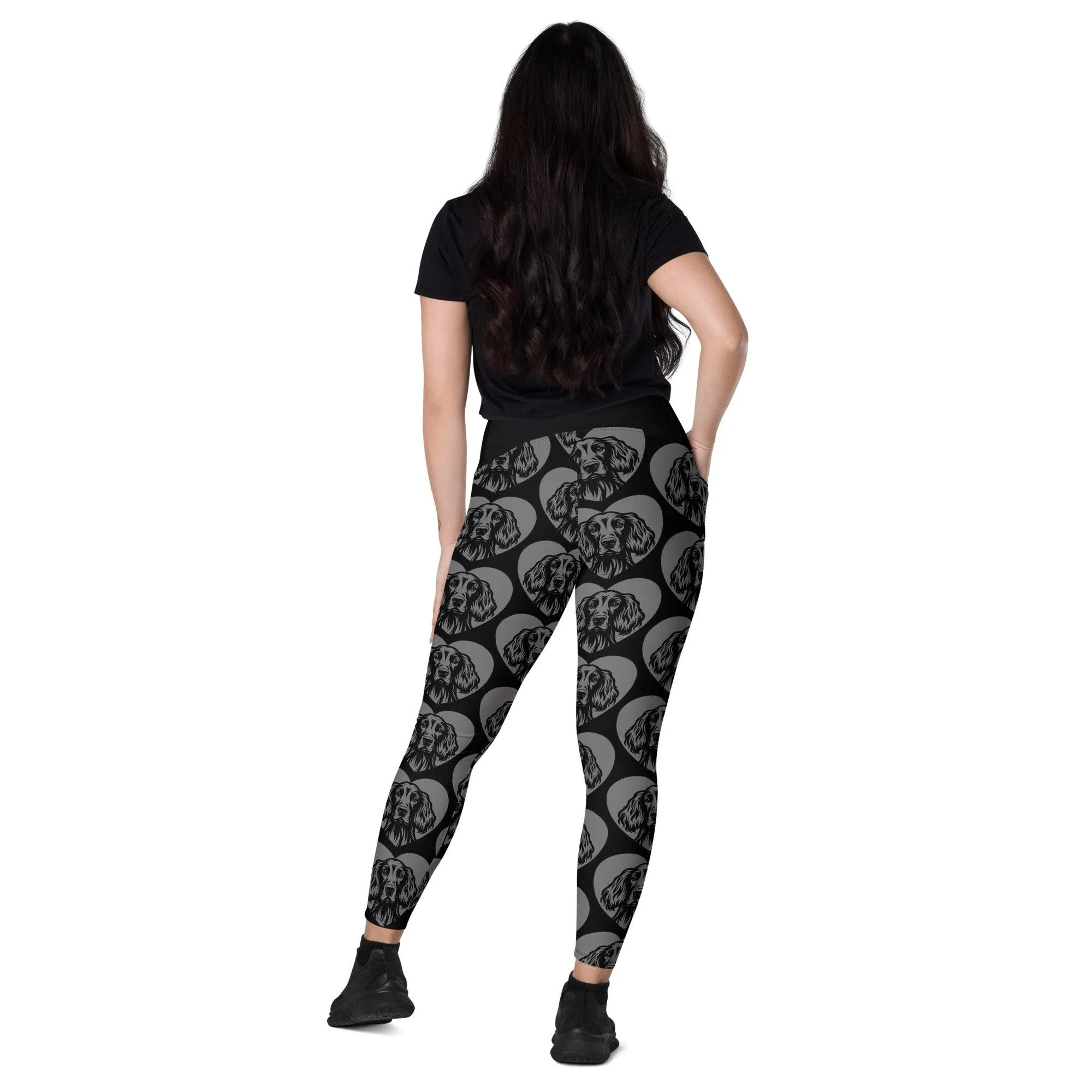 DOG BREED LEGGINGS with pockets - IRISH SETTER - HERTTAHOUND - grey