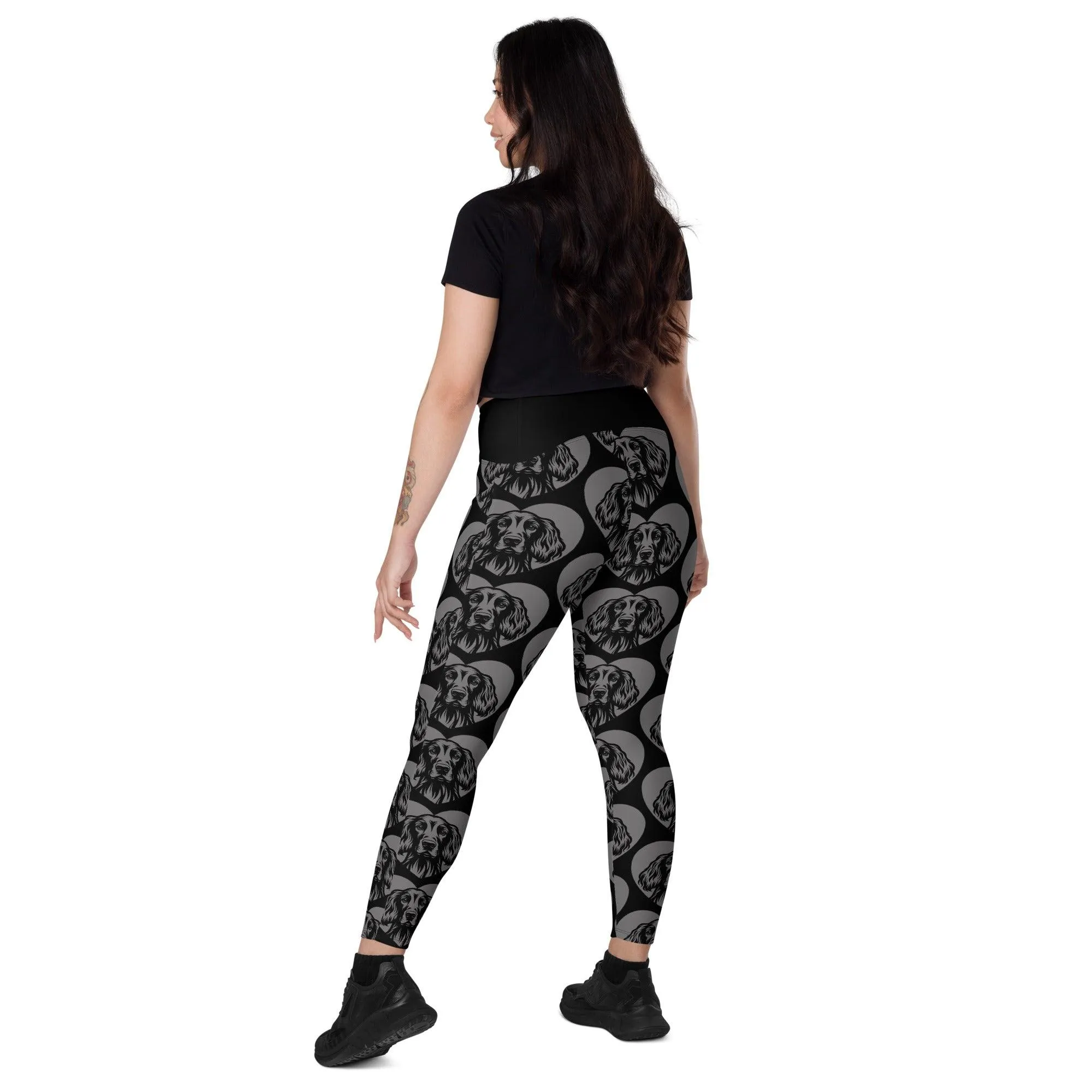 DOG BREED LEGGINGS with pockets - IRISH SETTER - HERTTAHOUND - grey