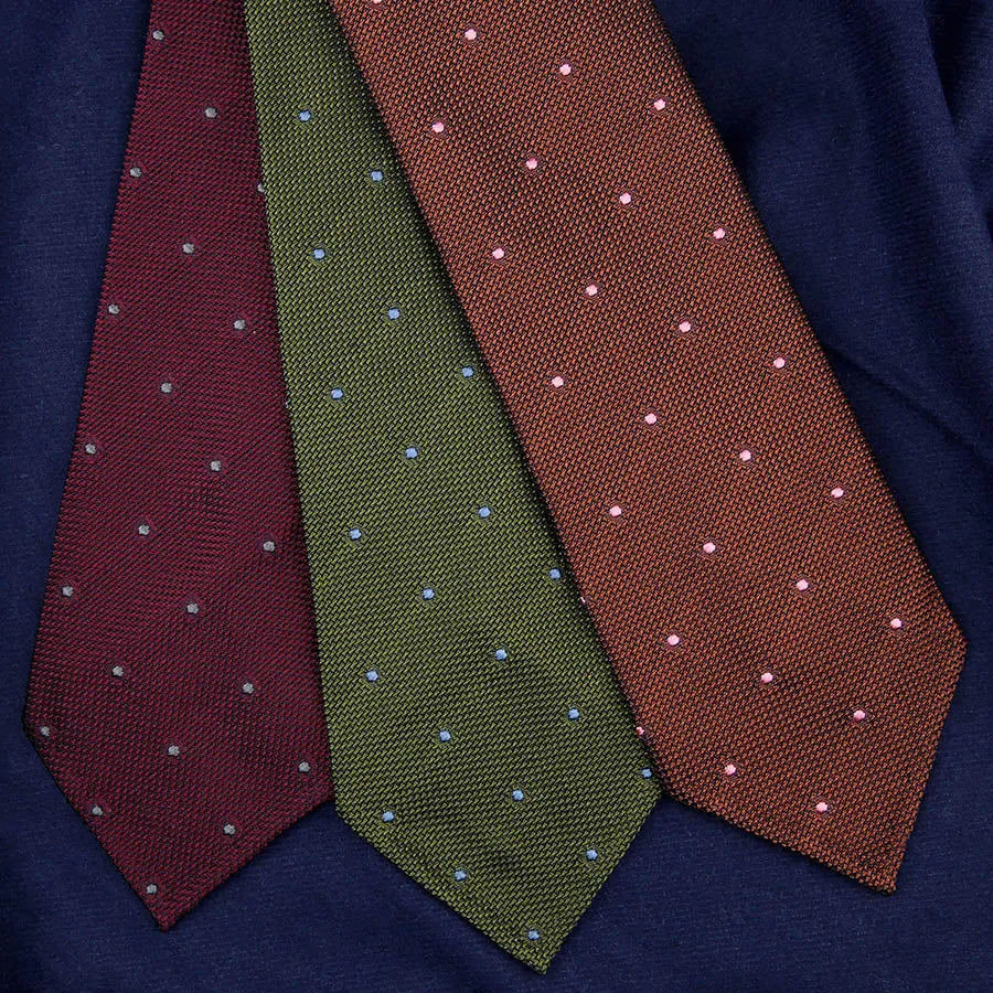 Dotted Grenadine / Garza Fina Bespoke Tie - Brown / Pink