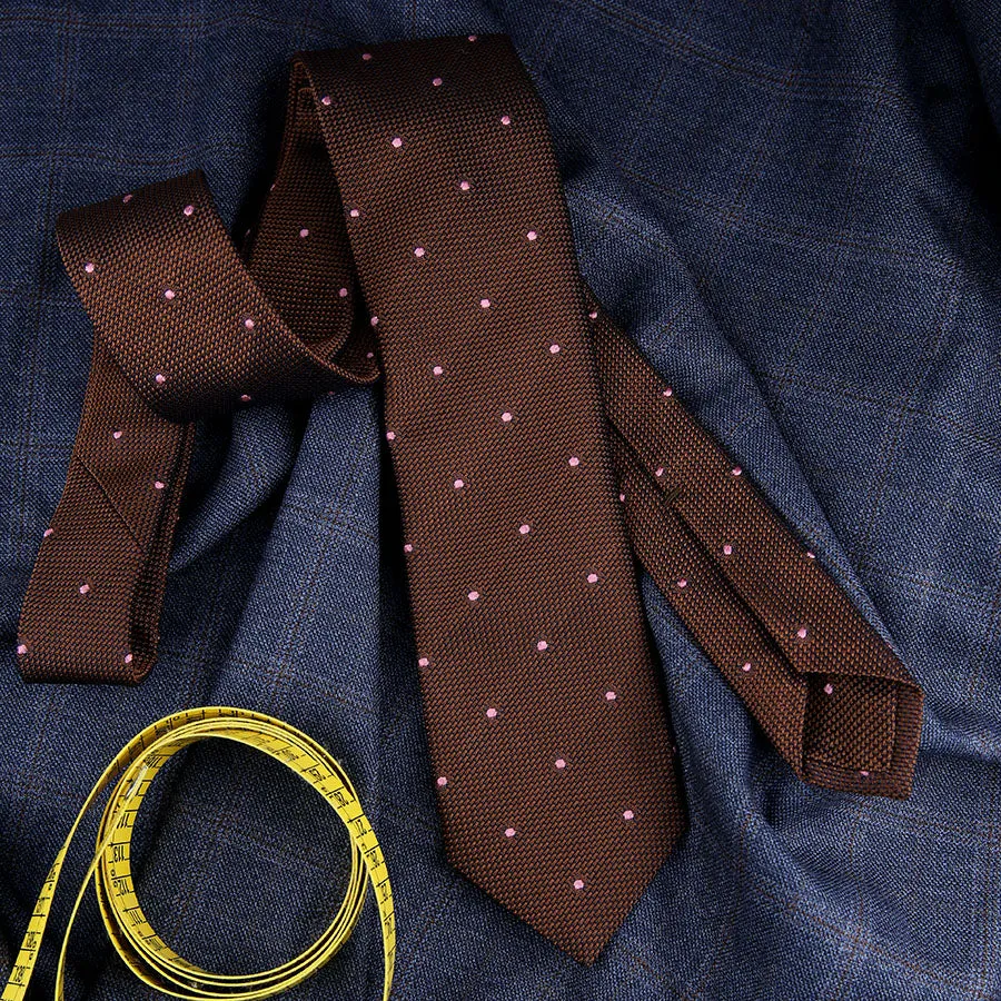 Dotted Grenadine / Garza Fina Bespoke Tie - Brown / Pink