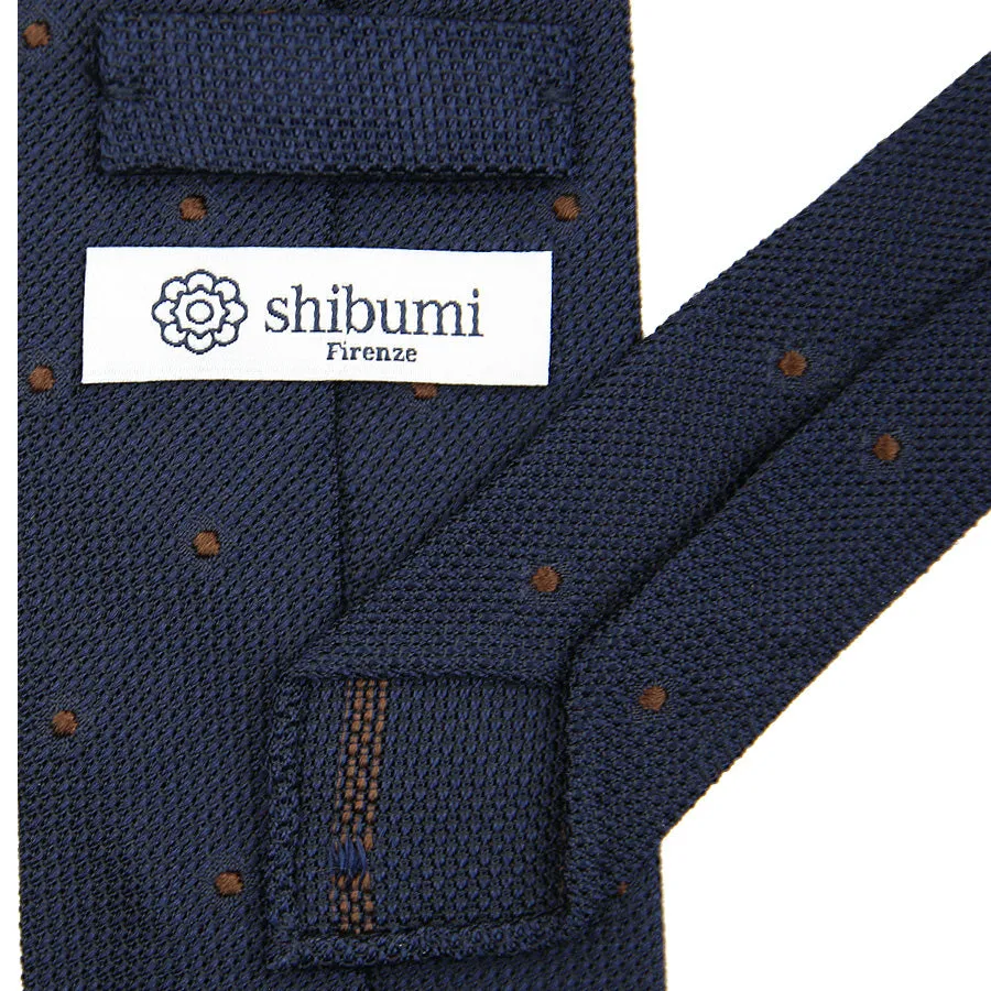 Dotted Grenadine / Garza Fina Bespoke Tie - Navy / Brown