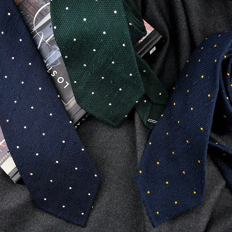 Dotted Shantung Grenadine Bespoke Tie - Forest Green / White