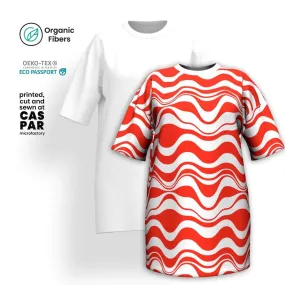 ENERGY WAVES red - T-shirt dress (organic cotton)