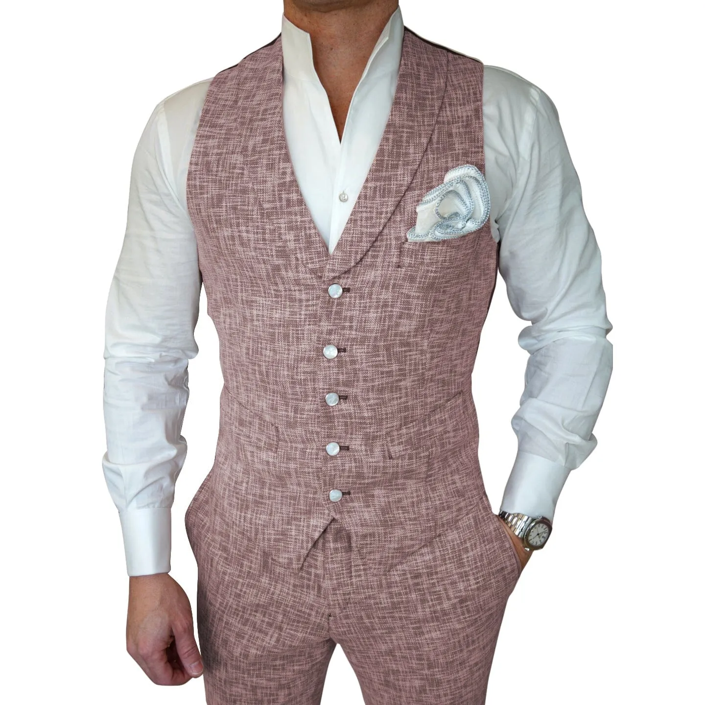 Faded Alizarin Tweed Ciottoli Waistcoat