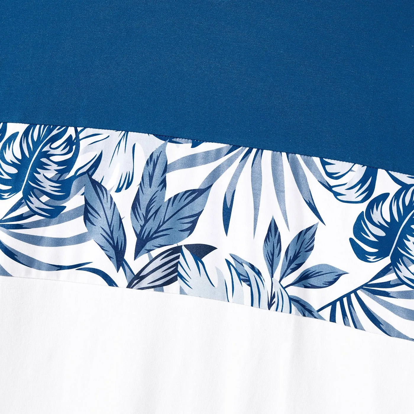 Family Matching Plant Print Splice Belted Tank Dresses and Color Block Short-sleeve T-shirts Sets