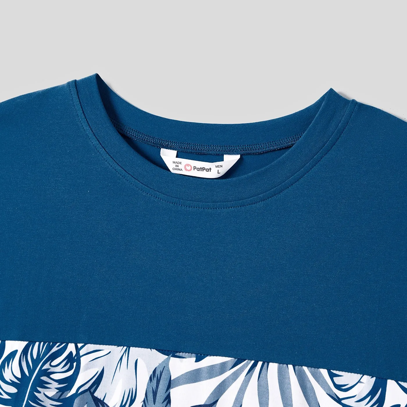 Family Matching Plant Print Splice Belted Tank Dresses and Color Block Short-sleeve T-shirts Sets