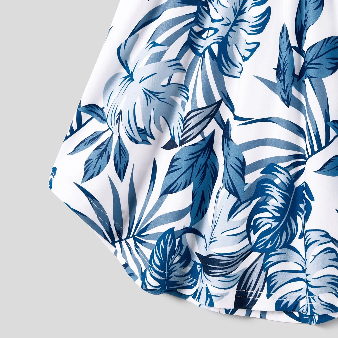 Family Matching Plant Print Splice Belted Tank Dresses and Color Block Short-sleeve T-shirts Sets