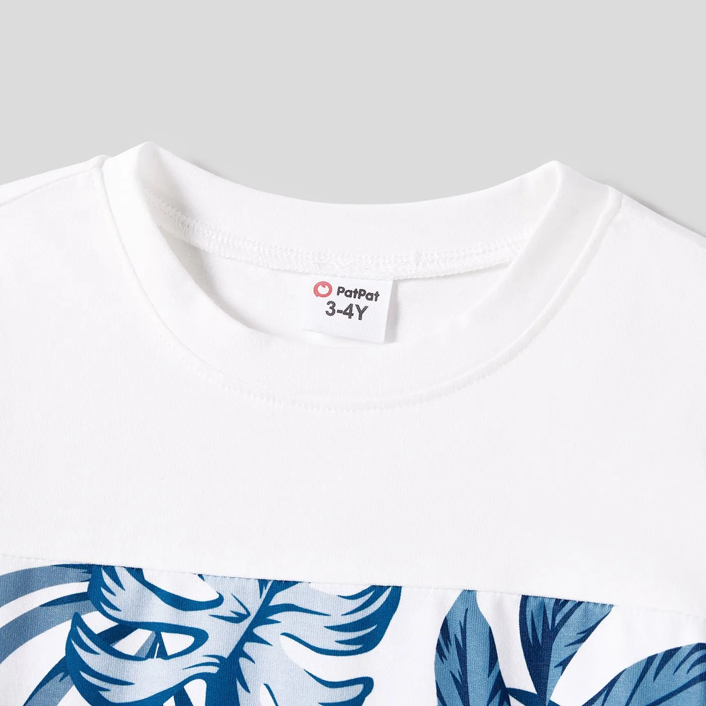 Family Matching Plant Print Splice Belted Tank Dresses and Color Block Short-sleeve T-shirts Sets