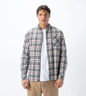 Flannel Lightweight LS Shirt Milk/Grey - Sale