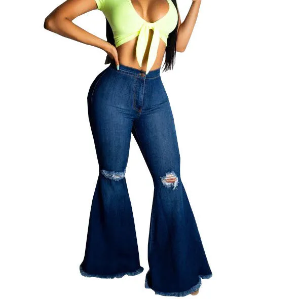 Flare Ripped Vintage Pocket Bodycon Pants