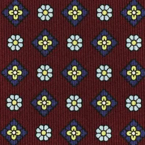 Floral Printed Bespoke Silk Tie - Burgundy
