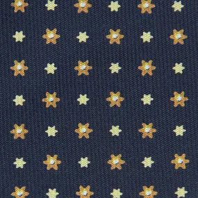 Floral Printed Bespoke Silk Tie - Navy V