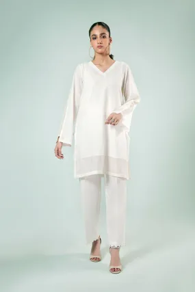 FOZIA KHALID  - Checkered Embroidered Set - Dobby Cotton - 2 Piece