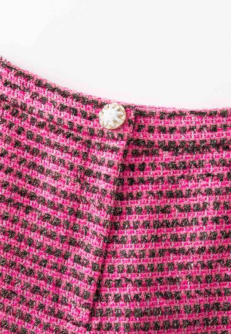 Fuchsia Lurex Tweed Flare Pants
