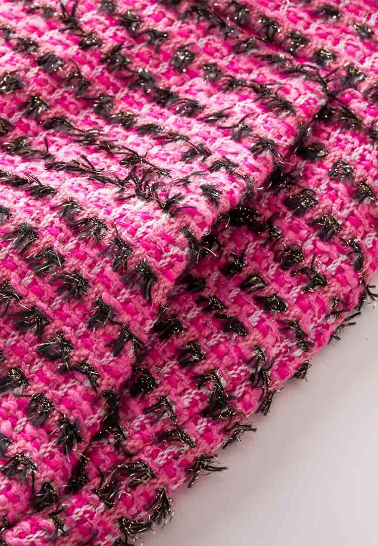 Fuchsia Lurex Tweed Flare Pants