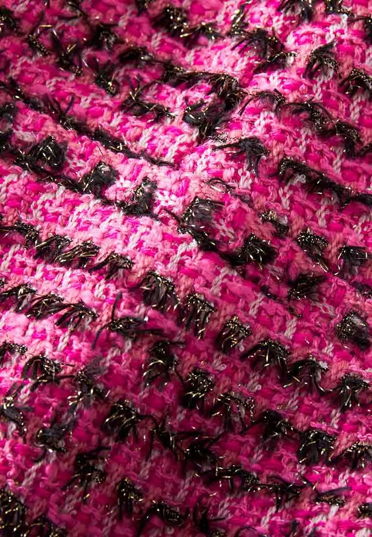 Fuchsia Lurex Tweed Flare Pants