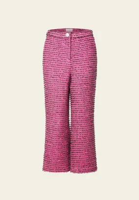 Fuchsia Lurex Tweed Flare Pants