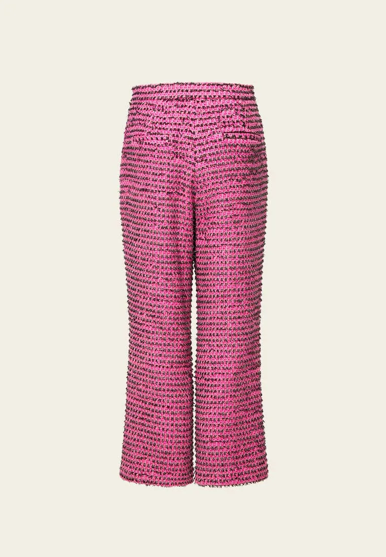 Fuchsia Lurex Tweed Flare Pants