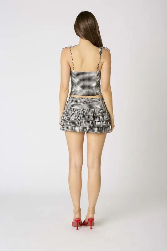 Gingham Ruffle Mini Skirt