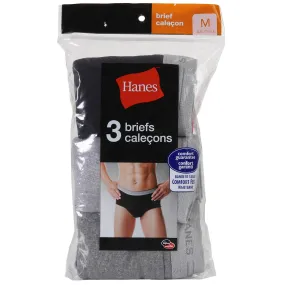 Hanes Men's Cotton Briefs with Comfort Flex Waistband, Assorted Colours, 3-Pack