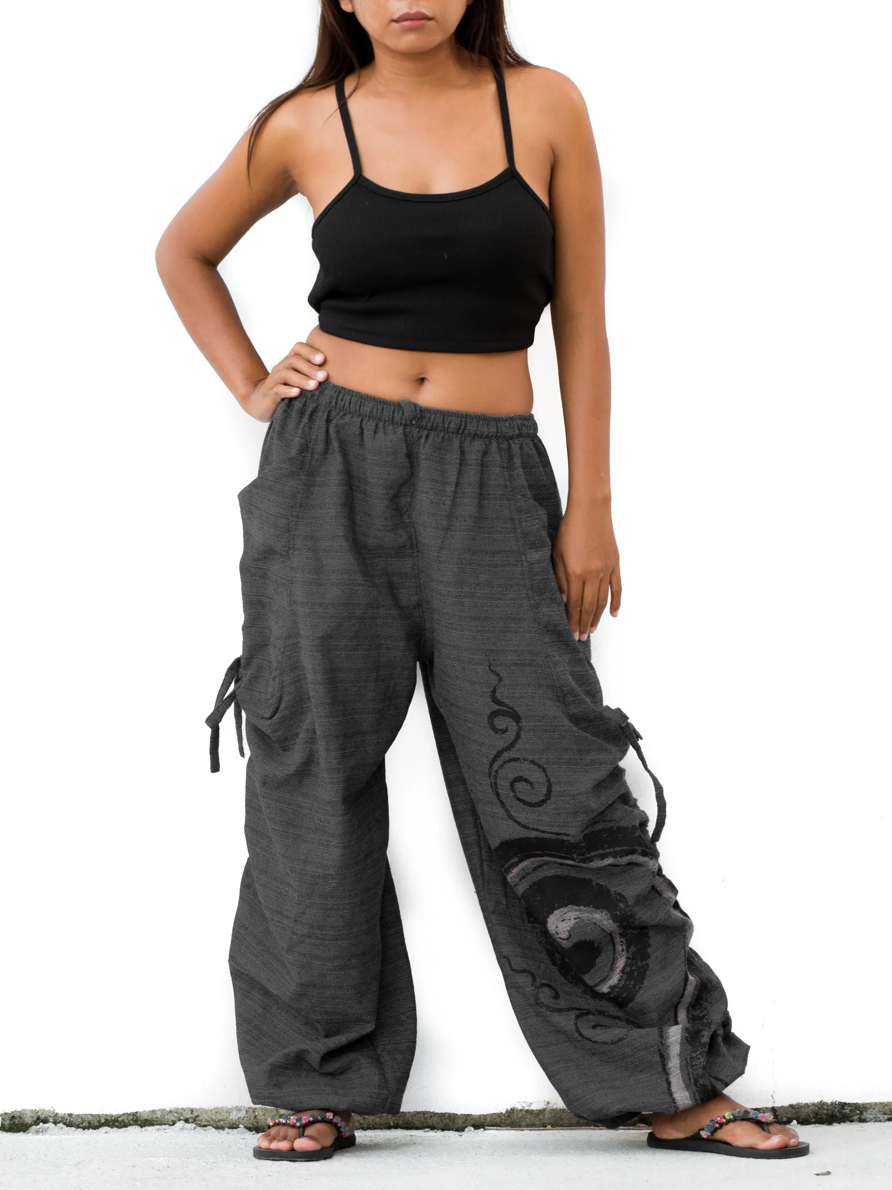 Harem Yoga Pants Spiral Ash Black