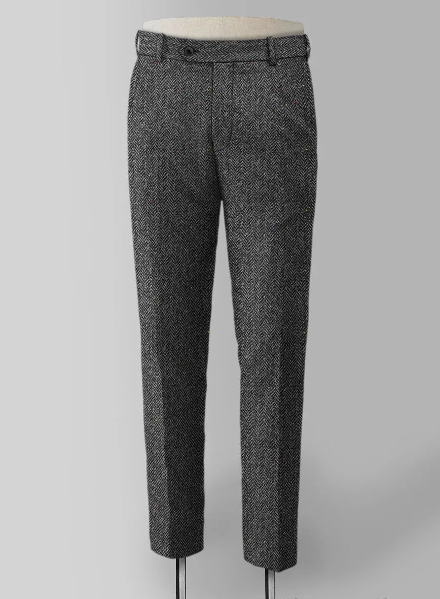 Harris Tweed Charcoal Chevron Pants