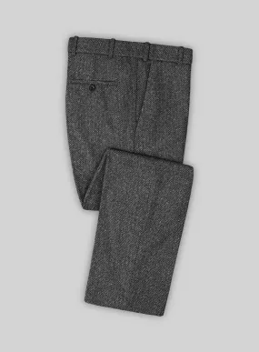 Harris Tweed Charcoal Chevron Pants