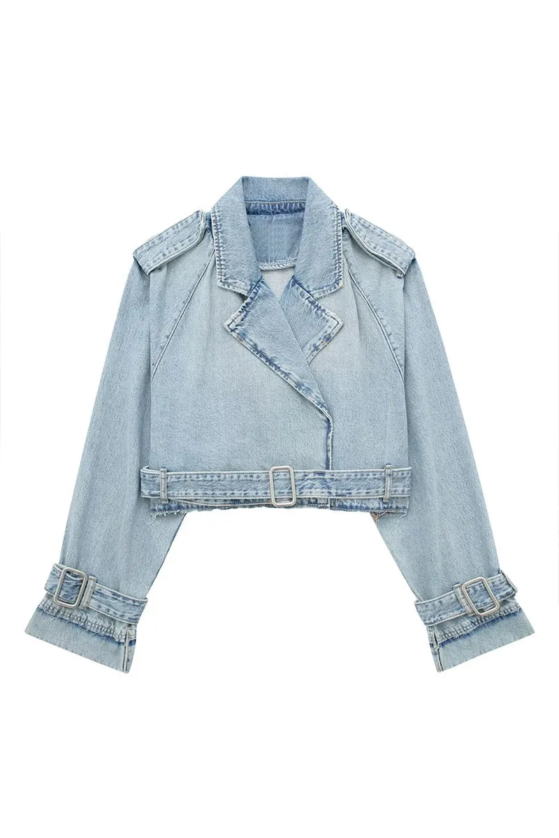 HCS1117 Rebel Rider Cropped Denim Jacket