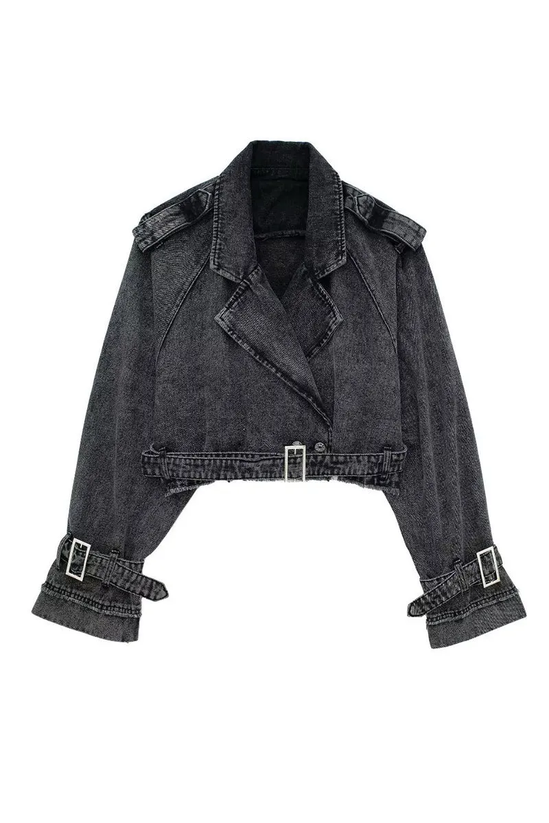 HCS1117 Rebel Rider Cropped Denim Jacket
