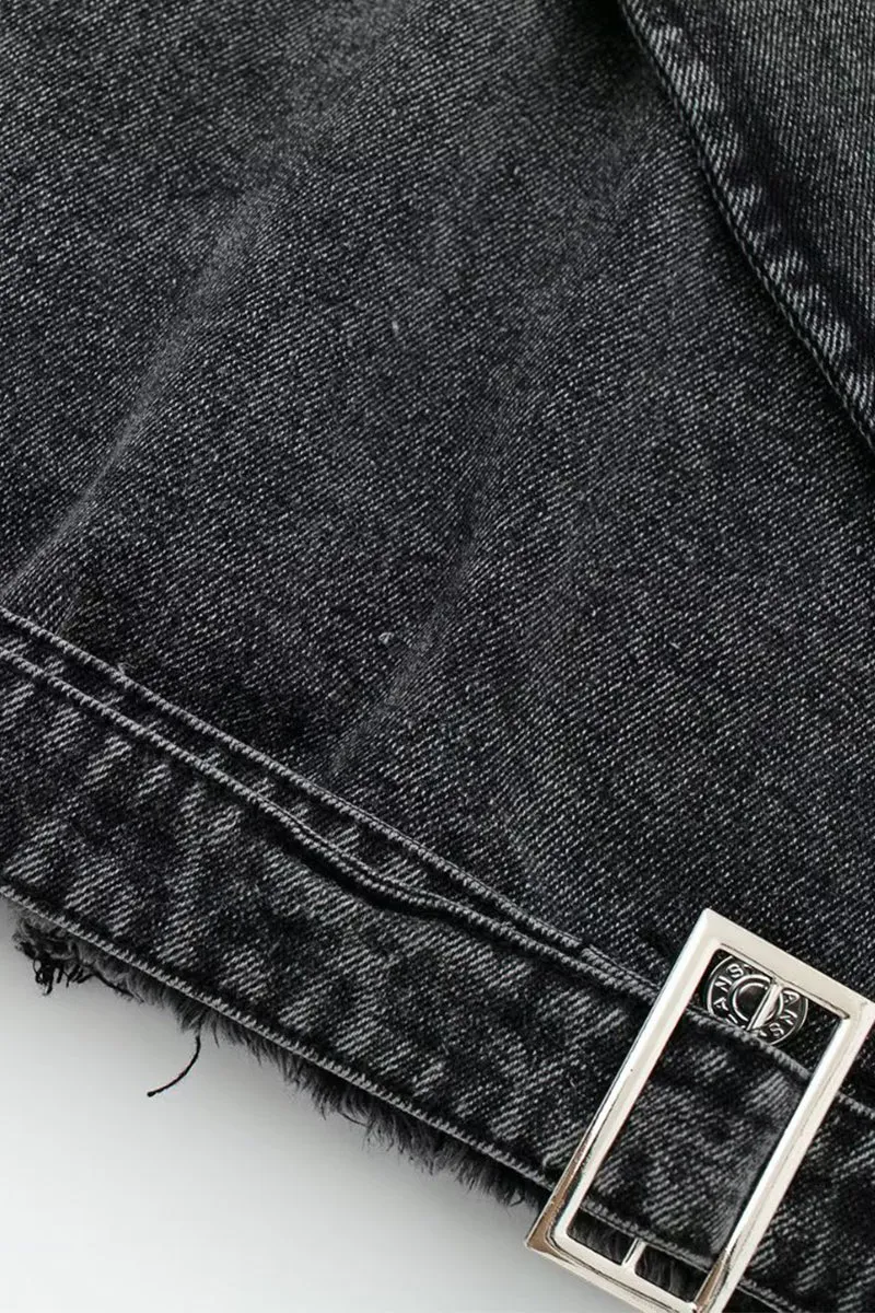 HCS1117 Rebel Rider Cropped Denim Jacket