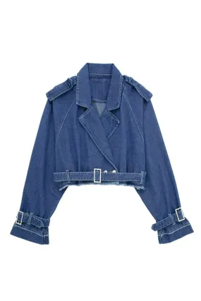 HCS1117 Rebel Rider Cropped Denim Jacket